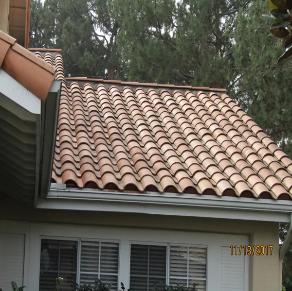 Tile roof after documented debris removal